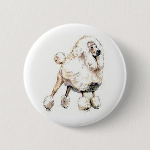 Badge Rond 5 Cm Blanc de caniche standard