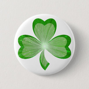 Badge Rond 5 Cm Blanc d'insigne de bouton de shamrock
