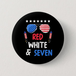 Badge Rond 5 Cm Blanc Rouge Et Sept 7E Anniversaire 4 juillet Inde