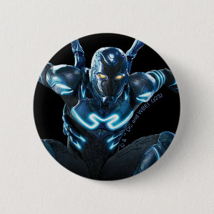 Badge Rond 5 Cm Bleu Beetle Leaping Caractère Art