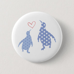 Badge Rond 5 Cm bleu de bouton de pingouin
