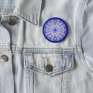 Badge Rond 5 Cm Bleu de dentelle en céramique de Grèce