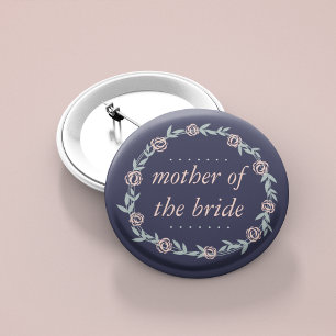 Badge Rond 5 Cm Bleu de minuit, Blush et Sage Mère de la mariée