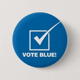 Badge Rond 5 Cm Bleu de vote - solide