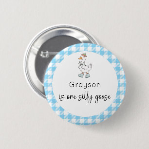 Badge Rond 5 Cm Bleu d'oie soyeux Anniversaire