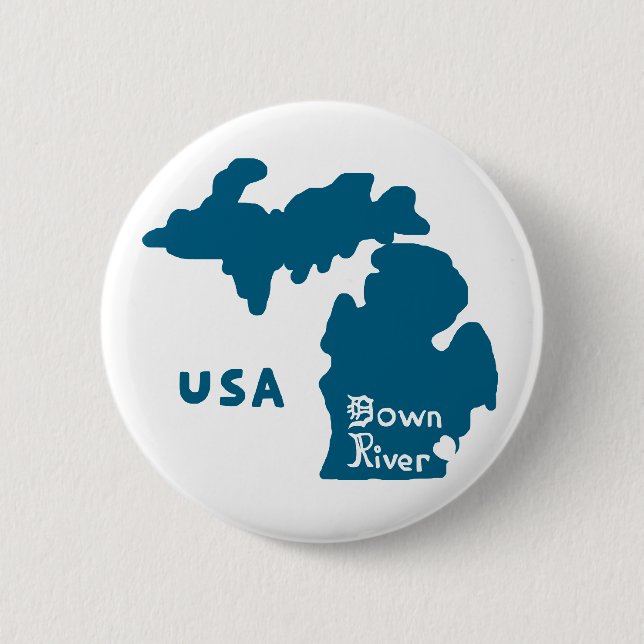 Badge Rond 5 Cm Bleu du Michigan (Devant)