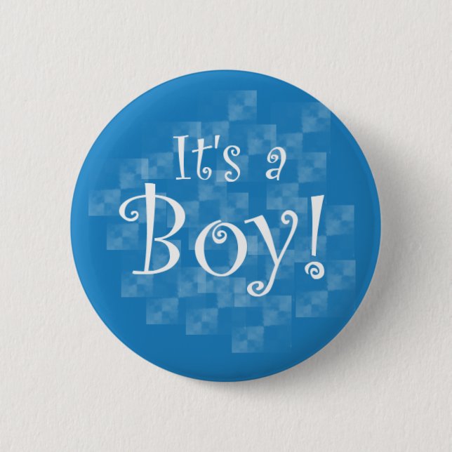 Badge Rond 5 Cm Bleu et blanc c'est un garçon (Devant)