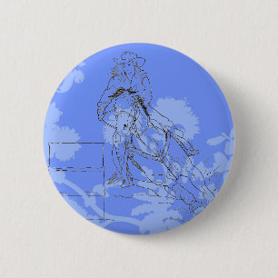Badge Rond 5 Cm Bleu-Fleur Barrel Racer