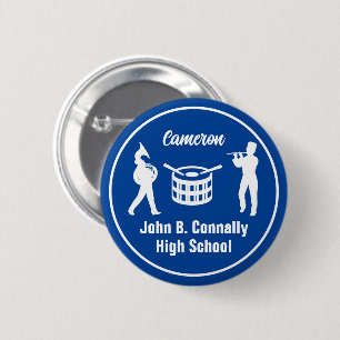 Badge Rond 5 Cm Bleu High School Marching Band Personnalisé