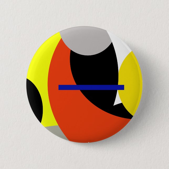 Badge Rond 5 Cm Bleu jaune Art Abstrait (Devant)