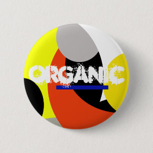 Badge Rond 5 Cm Bleu jaune Art Abstrait