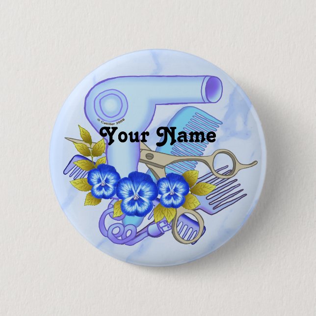 Badge Rond 5 Cm Bleu Pansy Beautician (Devant)