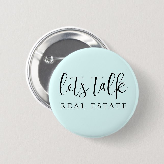 Badge Rond 5 Cm Bleu Parlons immobilier Promotionnel (Devant & derrière)