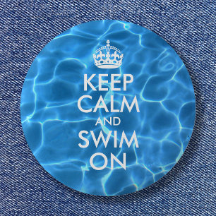 Badge Rond 5 Cm Bleu Piscine Eau Calme et Baignade