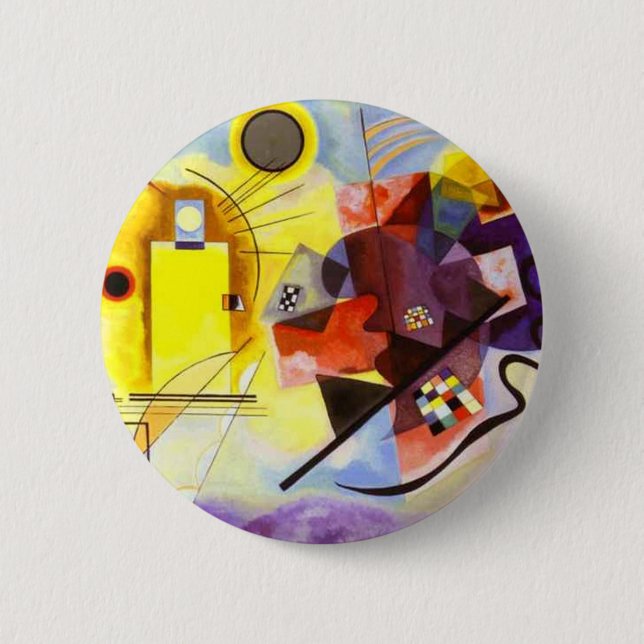 Badge Rond 5 Cm Bleu rouge jaune Kandinsky peinture Abstraite (Devant)