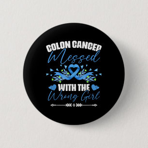 Badge Rond 5 Cm Bleu Ruban Colon Cancer Girl Survivor Colorectal