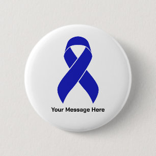 Badge Rond 5 Cm Bleu Ruban personnalisé Conscience du cancer du cô