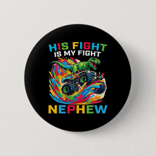 Badge Rond 5 Cm Bleu Son Combat Est Mon Combat Autisme Neveu T Rex