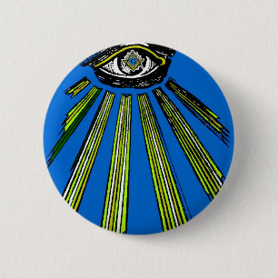 Badge Rond 5 Cm Bleu tout le maçon voyant de carré et de boussol