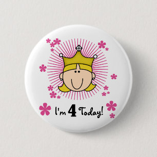 Badge Rond 5 Cm Blond Princess 4th Birthday Tshirts et cadeaux