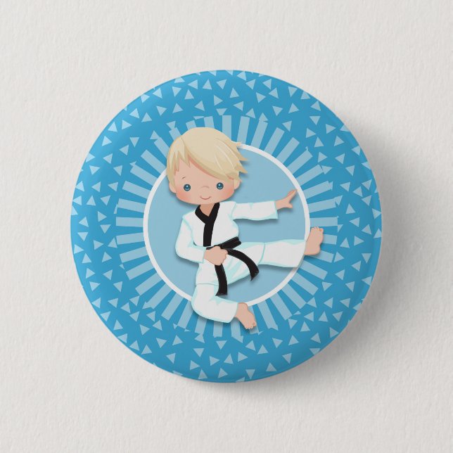 Badge Rond 5 Cm Blonde Karate Boy Judo Martial Arts (Devant)