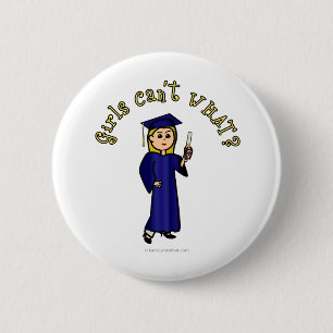 Badge Rond 5 Cm Blonde Woman Diplômée de Blue Gown