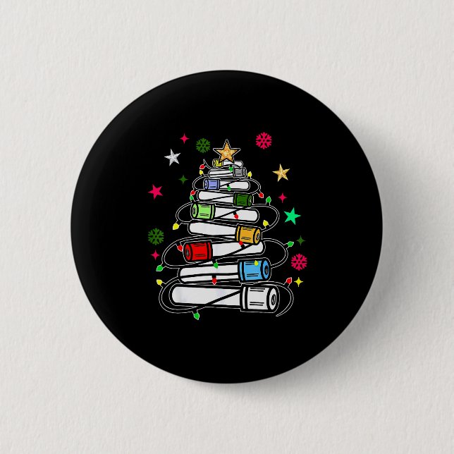 Badge Rond 5 Cm Blood Tube Christmas Tree Phlebotomist Tech Phleb  (Devant)