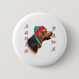 Badge Rond 5 Cm Bloodhound Père Noël Paws
