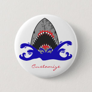 Badge Rond 5 Cm Bloody Shark Jaws Thunder_Cove
