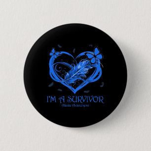 Badge Rond 5 Cm Blue Butterfly Heart I'm A Survivor Ataxia Awarene