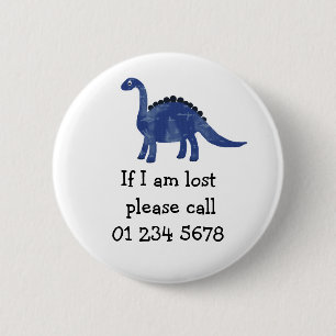 Badge Rond 5 Cm Blue Dinosaur, Child emergency, saftey