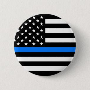 BADGE ROND 5 CM "BLUE LINE MINCE "