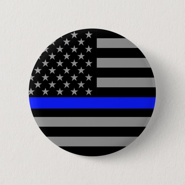 Badge Rond 5 Cm Blue Line mince marquent le bouton (Devant)