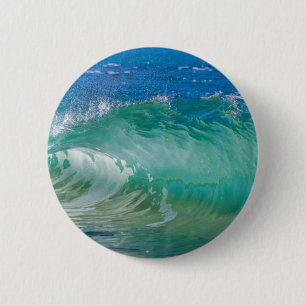 Badge Rond 5 Cm Blue Ocean Summer Beach Waves