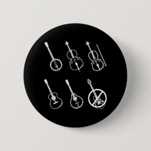 Badge Rond 5 Cm Bluegrass Music Vintage Banjo Mandolin Fiddle