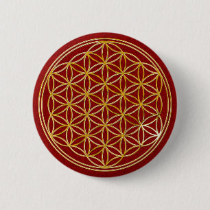 Badge Rond 5 Cm Blume des Lebens   klein rouge foncé éclaboussure 