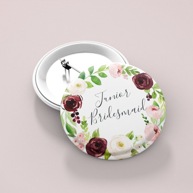 Badge Rond 5 Cm Blush Romance Junior Bridesmaid (Créateur téléchargé)