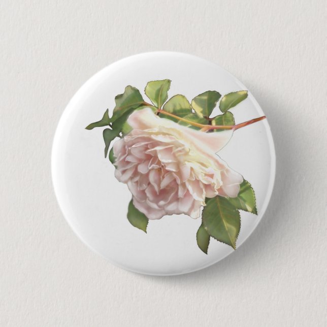 Badge Rond 5 Cm Blushing Ivory Peach Rose (Devant)