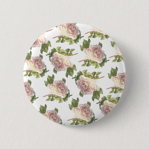 Badge Rond 5 Cm Blushing Ivory Peach Rose