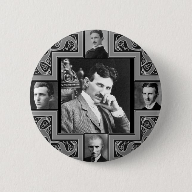 Badge Rond 5 Cm Bobine de Tesla (Devant)