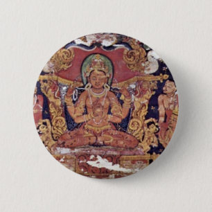 Badge Rond 5 Cm Bodhisattva Prajnaparamita "par Indischer Maler U