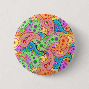 Badge Rond 5 Cm Boho Paisley