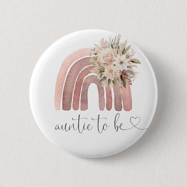 Badge Rond 5 Cm Boho Rainbow Baby shower Tante À Être (Devant)