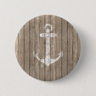 Badge Rond 5 Cm Bois affligé avec l'Ancre