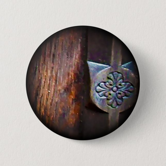 Badge Rond 5 Cm Bois antique, bouton (Devant)