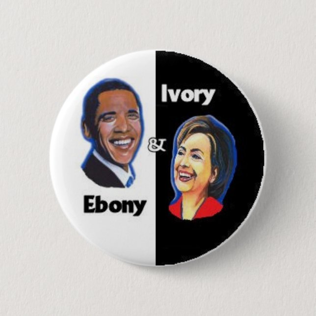 Badge Rond 5 Cm Bois d'ébène et ivoire (Devant)