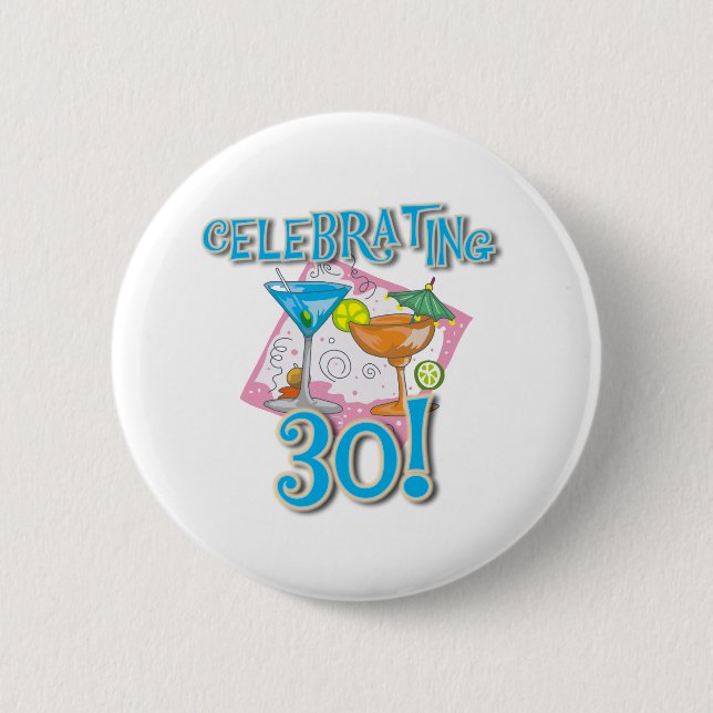 Badge Rond 5 Cm Boissons tropicales célébrant 30 (Devant)