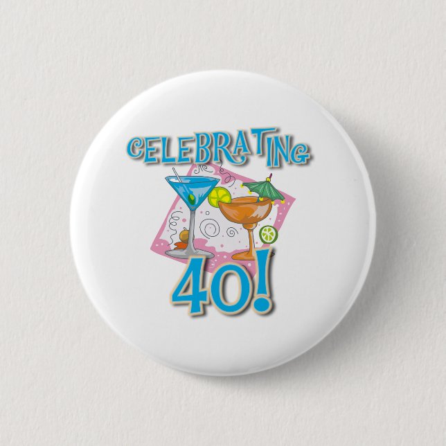 Badge Rond 5 Cm Boissons tropicales célébrant 40 (Devant)