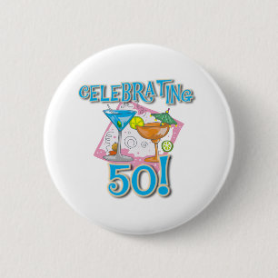 Badge Rond 5 Cm Boissons tropicales célébrant 50
