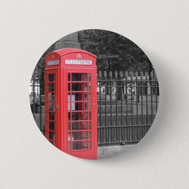 Badge Rond 5 Cm Boîte de Phonebox Rouge Londres (Devant)